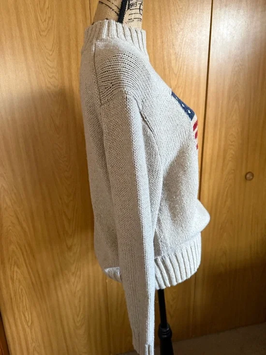 Ralph Lauren Cream Cable Knit Sweater with Navy Polo Label - Picture 6 of 9